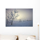 Hoar Frost Covering Trees And Barbed Wire Fence On Winter Morning Wall Mural