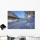 Sunlight Breaking Through Trees On Snow-Covered Medicine Lake Wall Mural