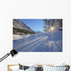 Sunlight Breaking Through Trees On Snow-Covered Medicine Lake Wall Mural