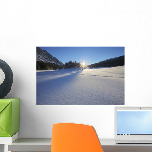 Winter Morning With Fresh Snow Covering Frozen Medicine Lake Wall Mural