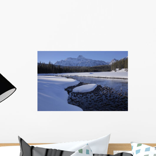Winter On The Athabasca River In The Canadian Rockies Wall Mural