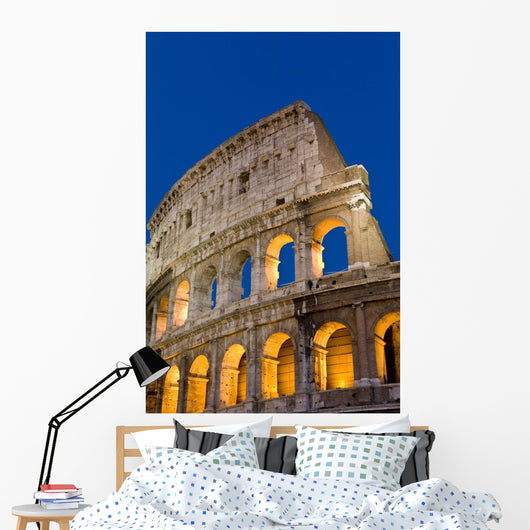 Exterior View Of The Coliseum Amphitheatre At Night, Rome, Italy Wall Mural