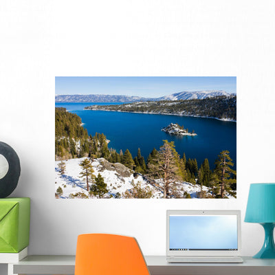 Emerald Bay Lake Tahoe Wall Mural shown on a wall