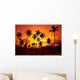 Coconut palms on sand beach in tropic on sunset Wall Mural