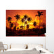 Coconut palms on sand beach in tropic on sunset Wall Mural