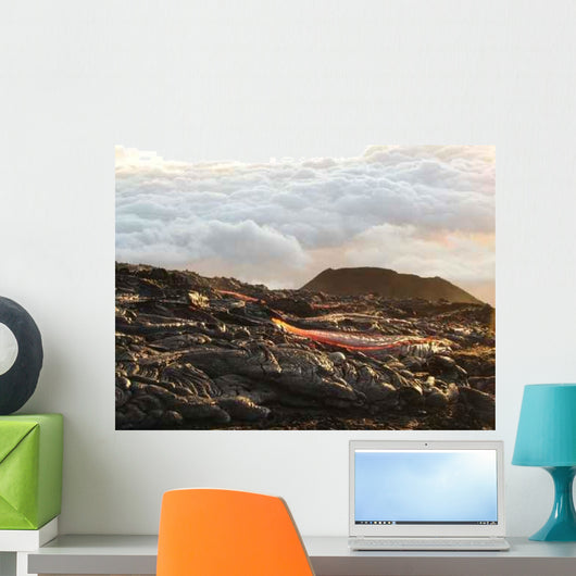 Rivieres Lave Avec Nuages Wall Decal