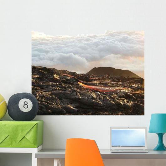 Rivieres Lave Avec Nuages Wall Decal