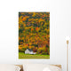 Cottage In Front Of Autumn Colours, Capstick, Cape Breton, Nova Scotia Wall Mural