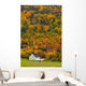 Cottage In Front Of Autumn Colours, Capstick, Cape Breton, Nova Scotia Wall Mural