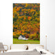 Cottage In Front Of Autumn Colours, Capstick, Cape Breton, Nova Scotia Wall Mural