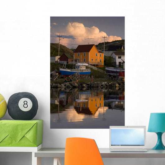Reflection Of House In Water, Durrell, Newfoundland And Labrador Wall Mural