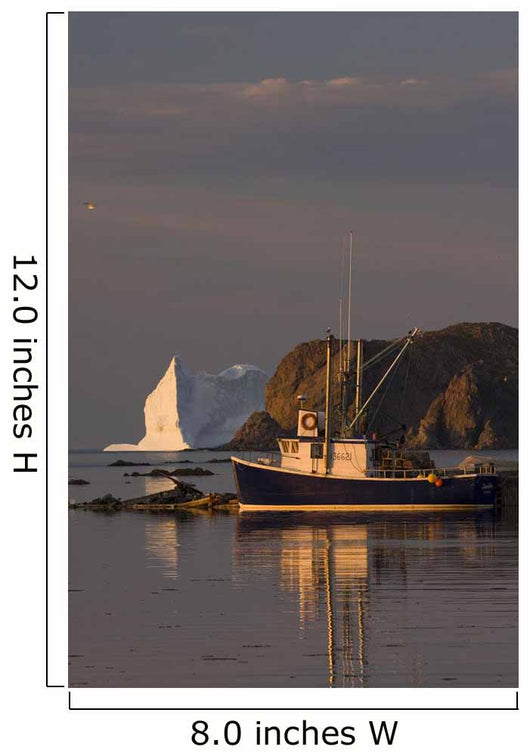 Fishing Boat Near An Iceberg, Durrell, Newfoundland And Labrador Wall Mural