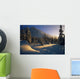 Sun Setting Behind Trees And Mountain Wall Mural