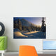 Sun Setting Behind Trees And Mountain Wall Mural