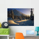 Sun Setting Behind Trees And Mountain Wall Mural