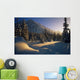 Sun Setting Behind Trees And Mountain Wall Mural
