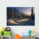 Sun Setting Behind Trees And Mountain Wall Mural