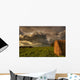 Rolled Hay Bales Under Storm Clouds On A Farm North Of Edmonton Wall Mural