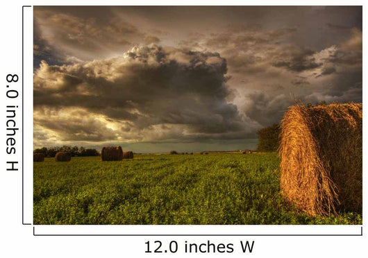 Rolled Hay Bales Under Storm Clouds On A Farm North Of Edmonton Wall Mural