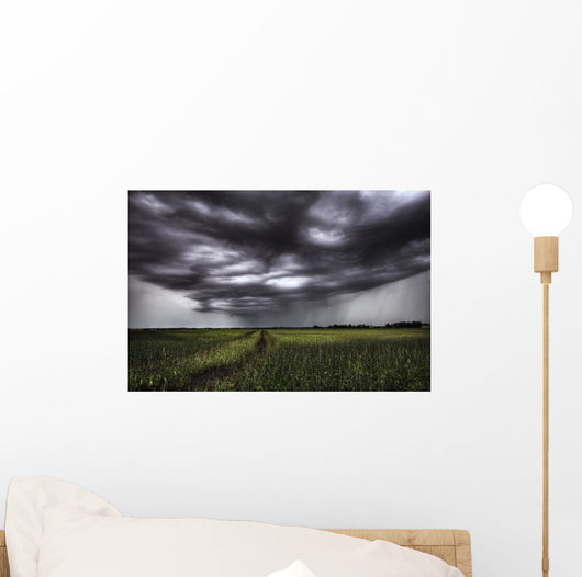 Storm Clouds And Rain Over A Track Wall Mural
