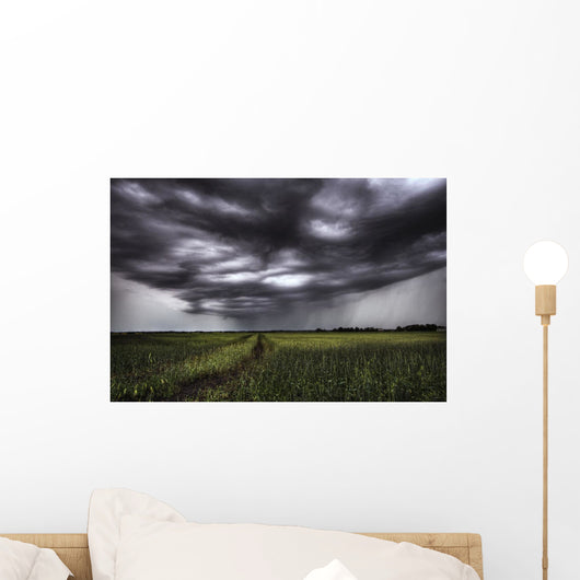 Storm Clouds And Rain Over A Track Wall Mural