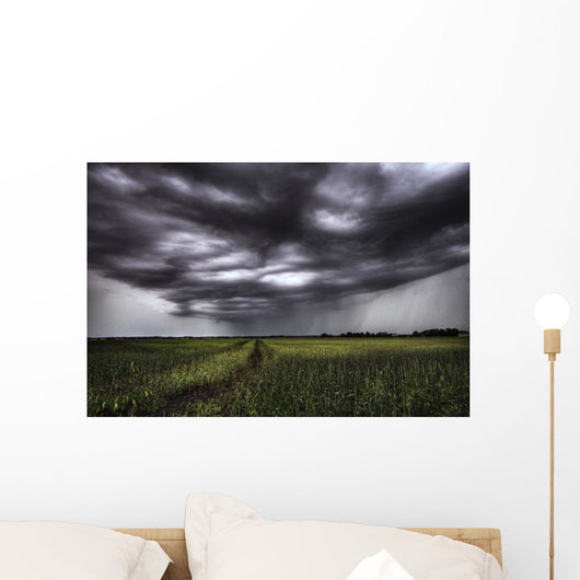 Storm Clouds And Rain Over A Track Wall Mural