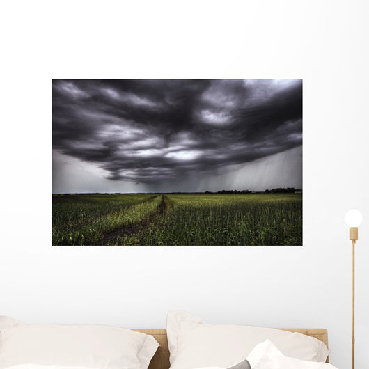 Storm Clouds And Rain Over A Track Wall Mural