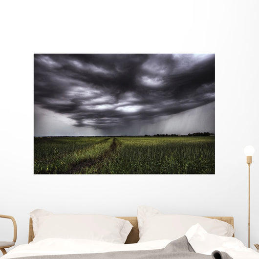 Storm Clouds And Rain Over A Track Wall Mural