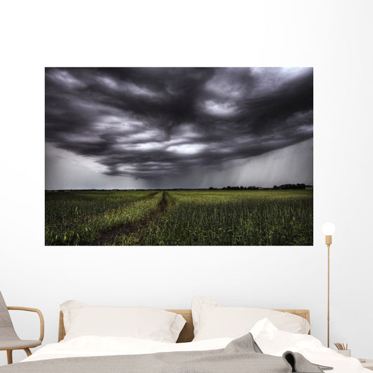 Storm Clouds And Rain Over A Track Wall Mural