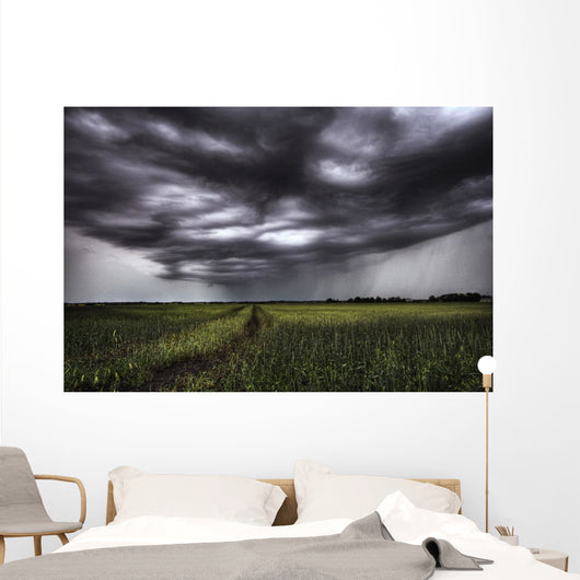 Storm Clouds And Rain Over A Track Wall Mural