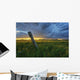 Summer Thunderstorm And Fencepost On A Wheat Farm North Of Edmonton Wall Mural