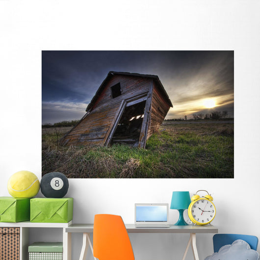 Falling Granary At Sunrise, Prairies In Edmonton, Alberta Wall Mural