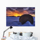 Hay Bale On Field With Sunset, Namao, Alberta Wall Mural