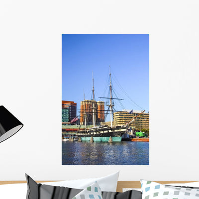 Baltimore Touristic Sailboat Downtown Wall Decal shown on a wall