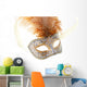 gold feathered carnival mask isolated on a white background Wall Decal