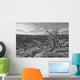 Black And White Image Of Tree On The Rim On Canyon De Chelley, Arizona Wall Mural