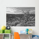 Black And White Image Of Tree On The Rim On Canyon De Chelley, Arizona Wall Mural