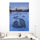 Moon And Ice Formations Along The Wheaton River, Yukon Wall Mural