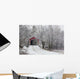 Red Covered Bridge In The Winter Wall Mural