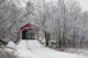 Red Covered Bridge In The Winter Wall Mural