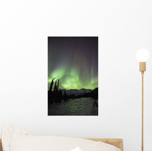Aurora Borealis Over The Wheaton River, Yukon Wall Mural