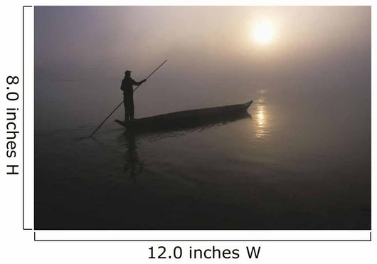 A Man Pushes His Dugout Canoe Along The Rapti River Wall Mural