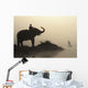 An Elephant With Its Mahout Stand At The Edge Of The Rapti River Wall Mural