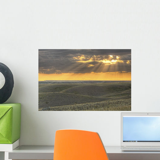 Rays Of Sunset Light Between The Clouds Wall Mural