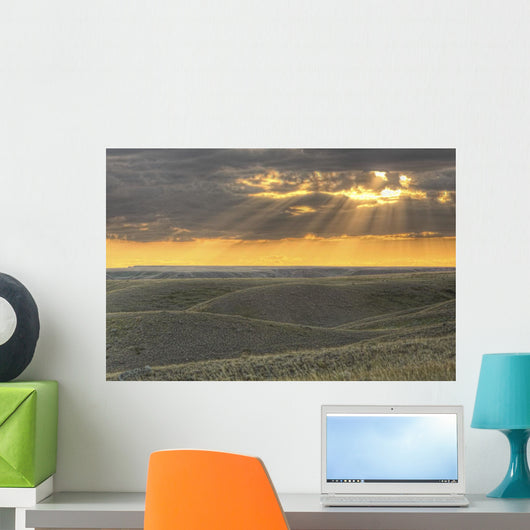 Rays Of Sunset Light Between The Clouds Wall Mural