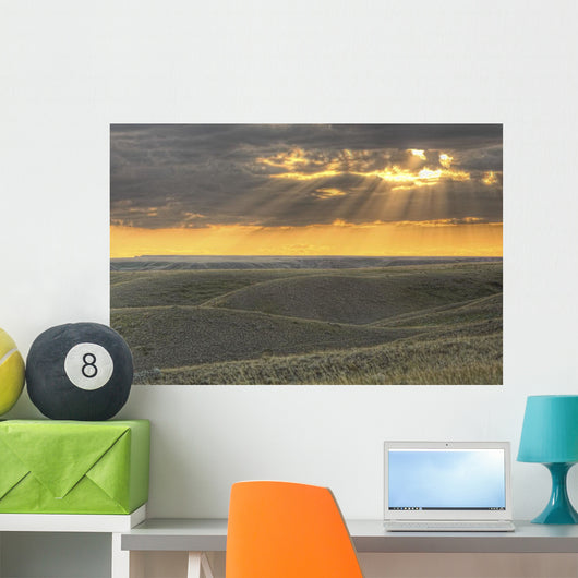 Rays Of Sunset Light Between The Clouds Wall Mural
