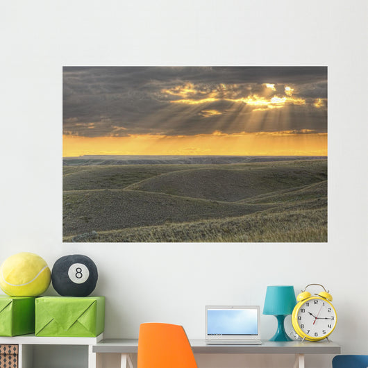 Rays Of Sunset Light Between The Clouds Wall Mural