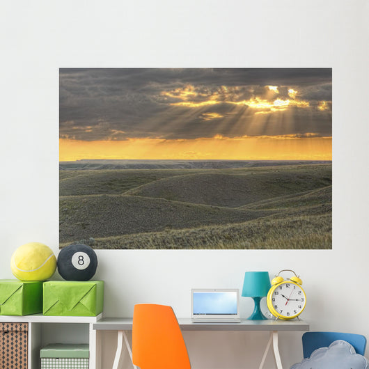 Rays Of Sunset Light Between The Clouds Wall Mural