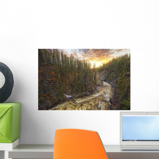 Meltwater Raging Through The Morley River Canyons Sunset, Yukon Wall Mural