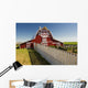 Red Barn With Fence, Near Lake Alma, Saskatchewan Wall Mural